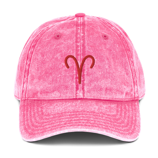 Aries Zodiac Symbol Embroidered Vintage Cap