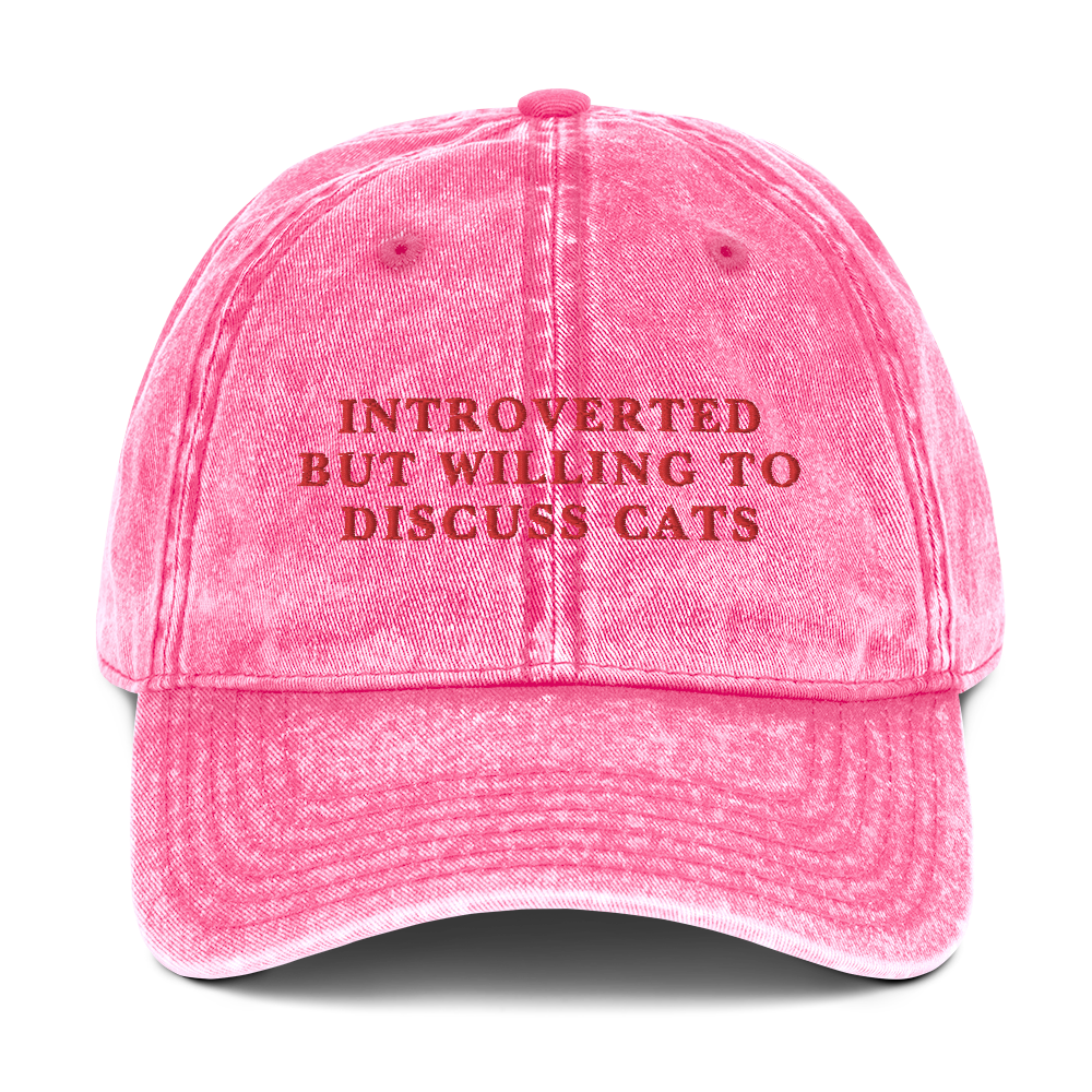 Introverted But Willing To Discuss Cats Embroidered Vintage Cap