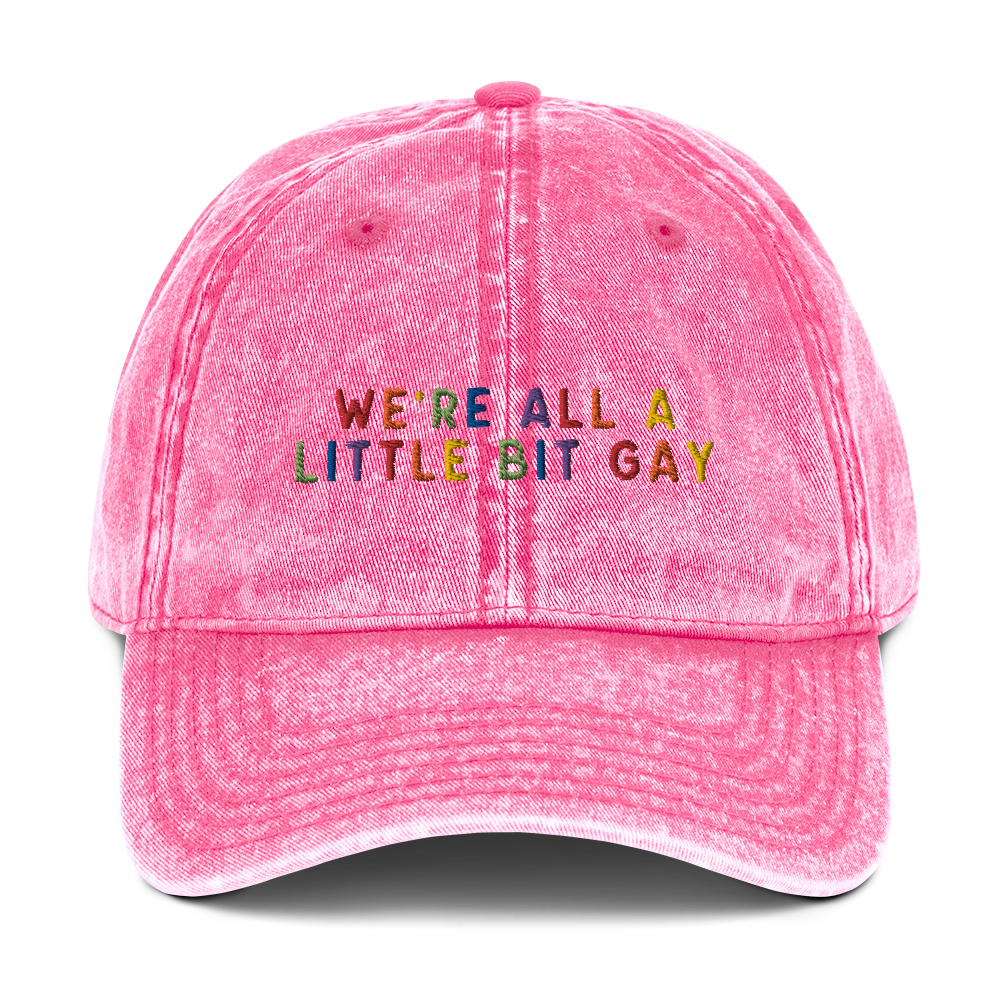 We're All A Little Bit Gay Pride Embroidered Vintage Cap