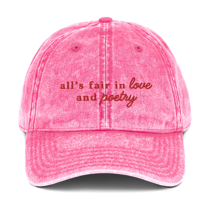 All's Fair In Love And Poetry Embroidered Vintage Cap