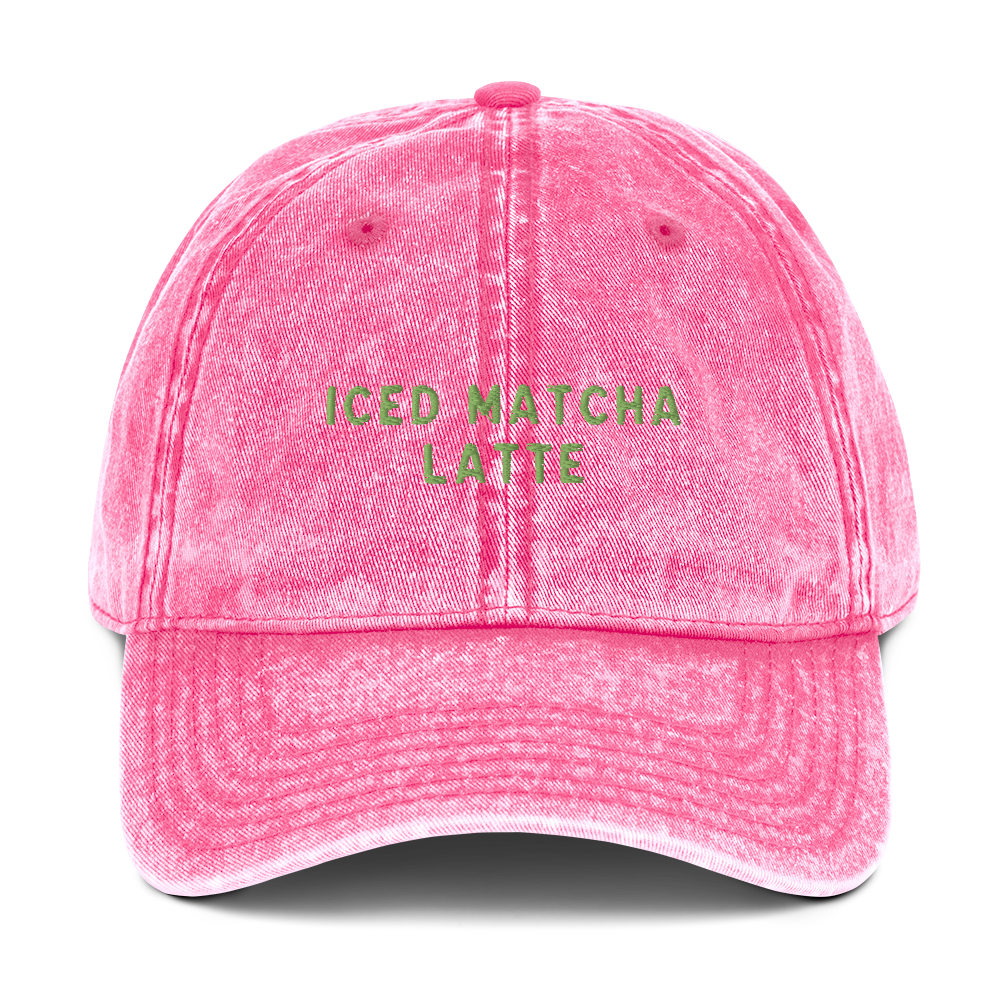 Iced Matcha Latte Embroidered Vintage Cap