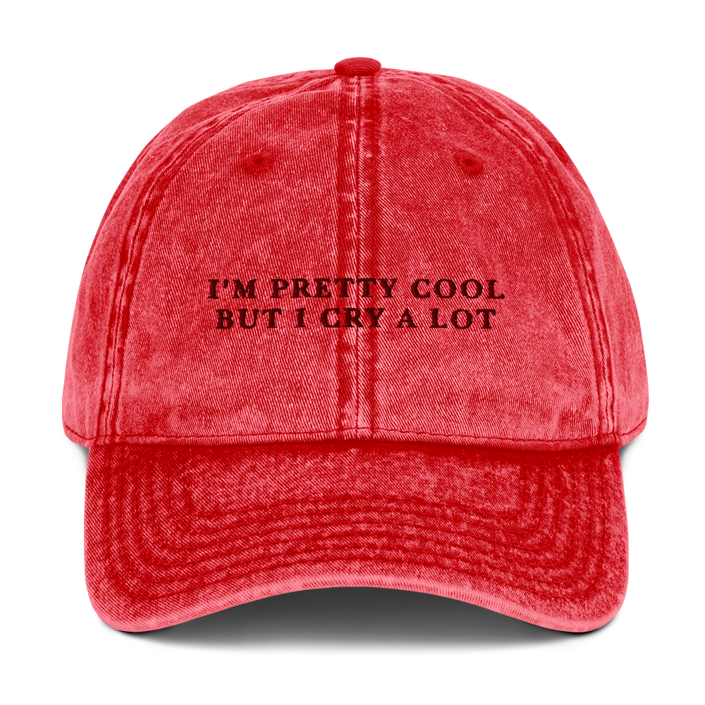 I'm Pretty Cool But I Cry A lot Embroidered Vintage Cap