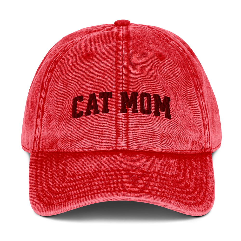 Cat Mom Embroidered Vintage Cap