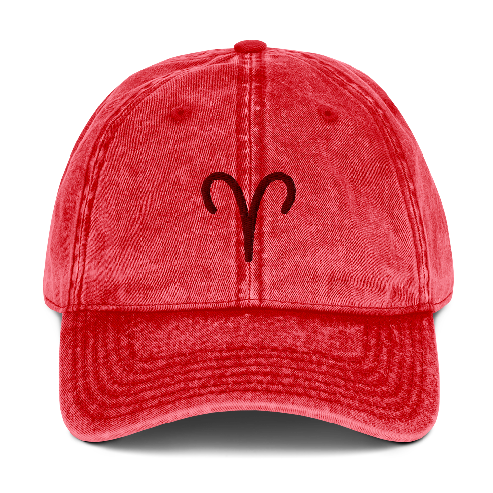 Aries Zodiac Symbol Embroidered Vintage Cap