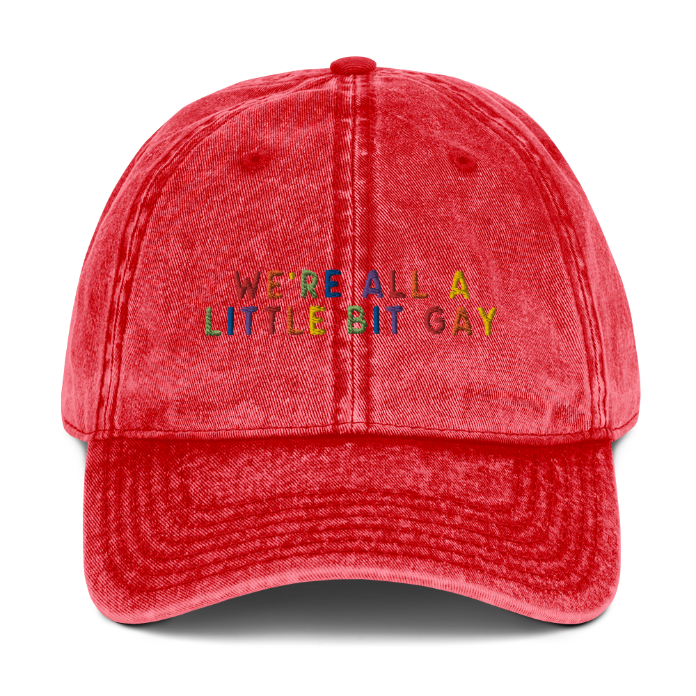 We're All A Little Bit Gay Pride Embroidered Vintage Cap