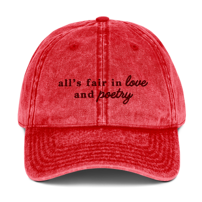 All's Fair In Love And Poetry Embroidered Vintage Cap