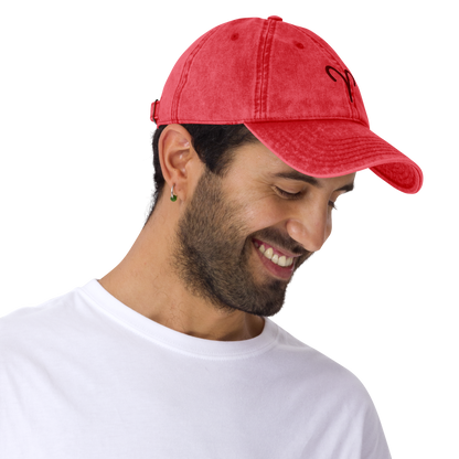 Aries Zodiac Symbol Embroidered Vintage Cap