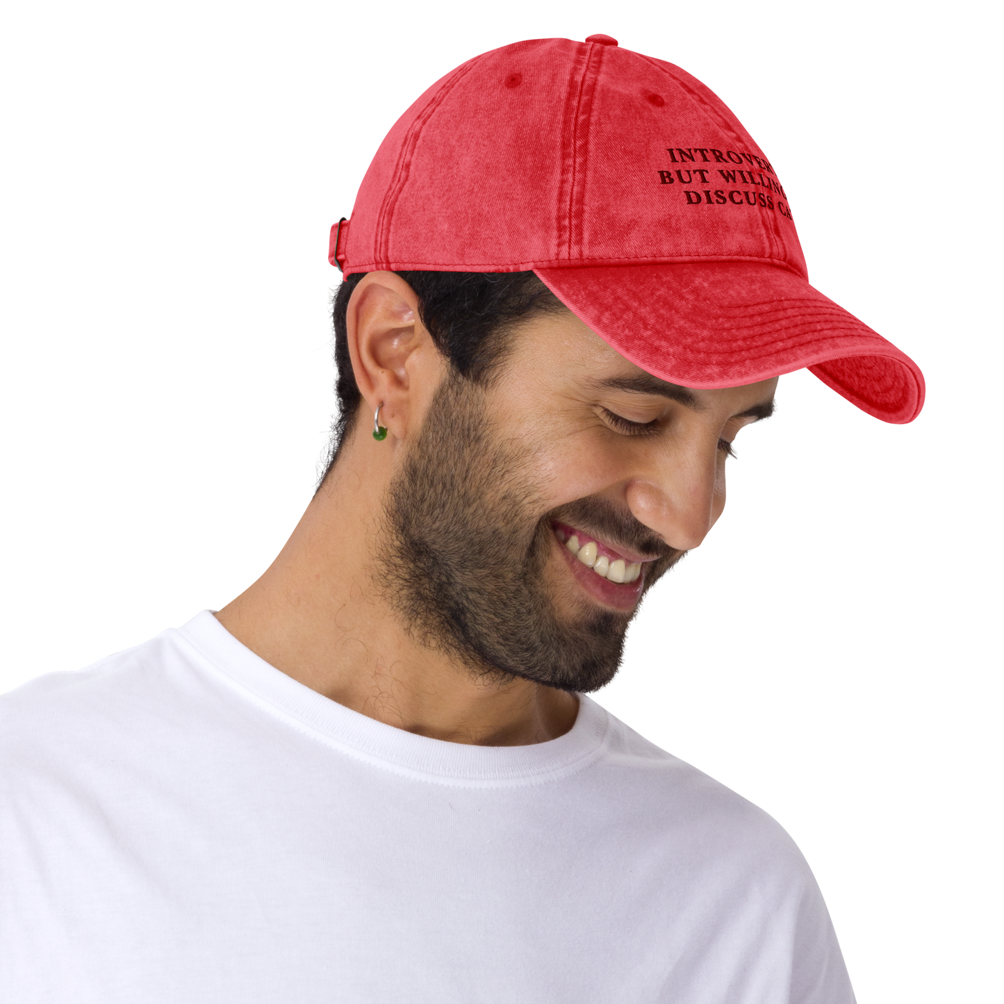 Introverted But Willing To Discuss Cats Embroidered Vintage Cap