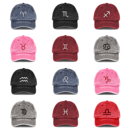 Embroidered Zodiac Symbol Vintage Cap