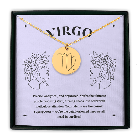 Virgo Symbol Zodiac Coin Necklace