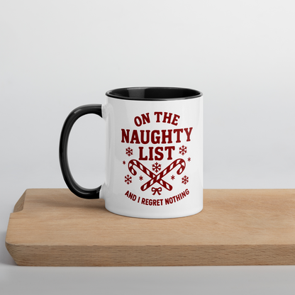 On The Naughty List Regret Nothing Christmas Color Mug