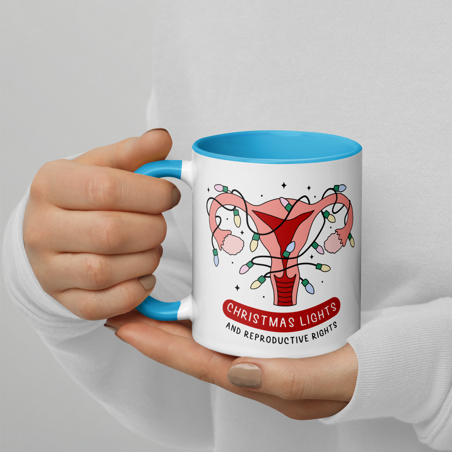 Christmas Lights & Reproductive Rights Feminist Color Mug