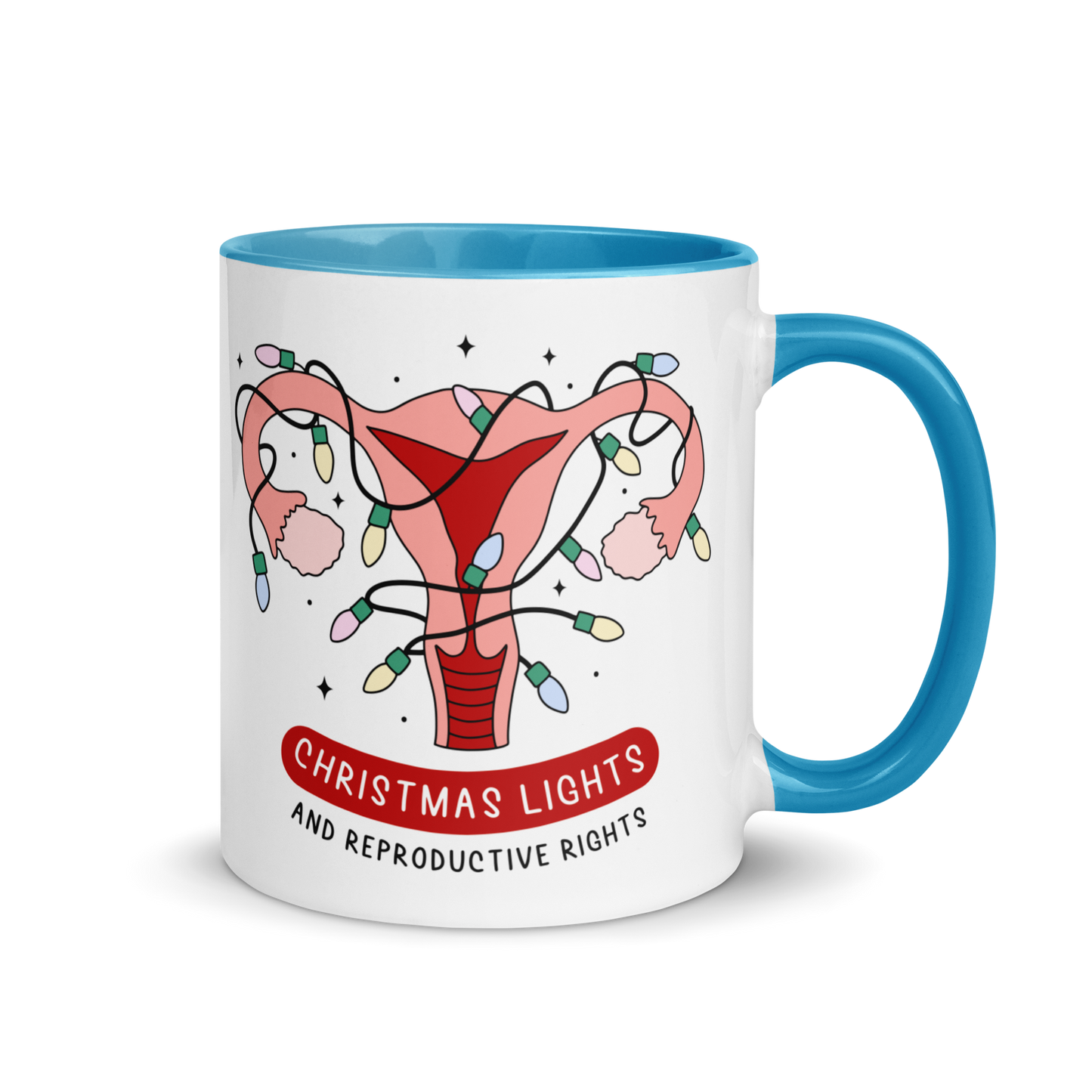 Christmas Lights & Reproductive Rights Feminist Color Mug