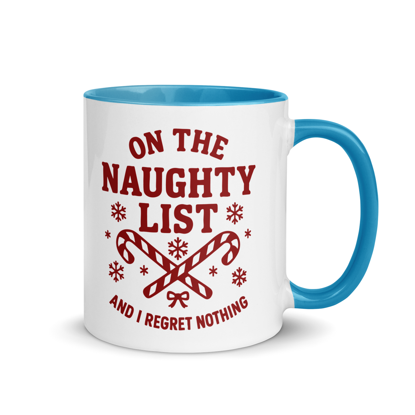 On The Naughty List Regret Nothing Christmas Color Mug
