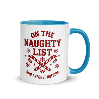 On The Naughty List Regret Nothing Christmas Color Mug