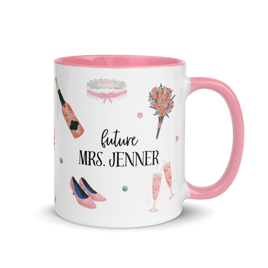 Personalised Future Mrs Engagement Illustrations Color Mug