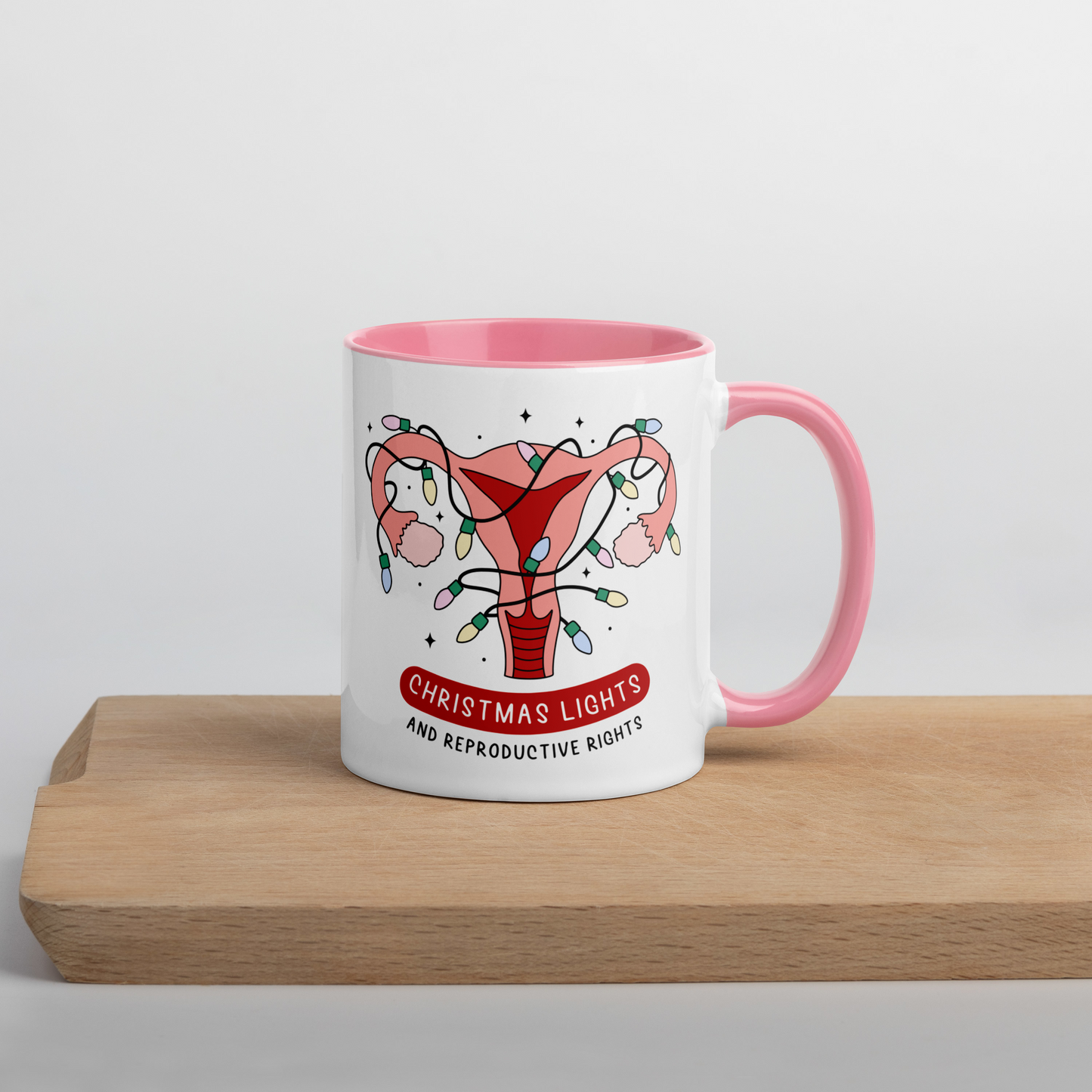Christmas Lights & Reproductive Rights Feminist Color Mug