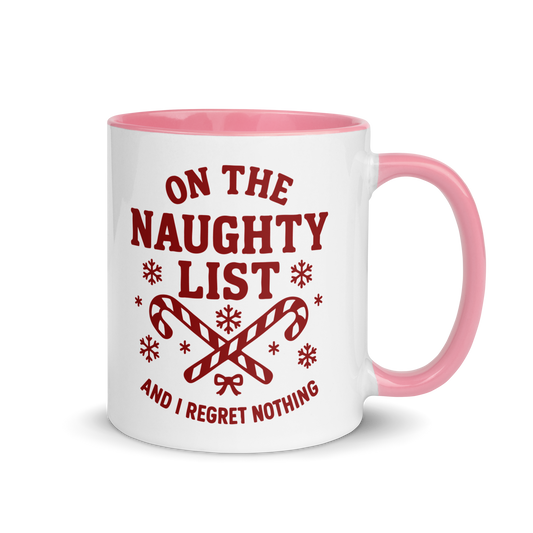 On The Naughty List Regret Nothing Christmas Color Mug