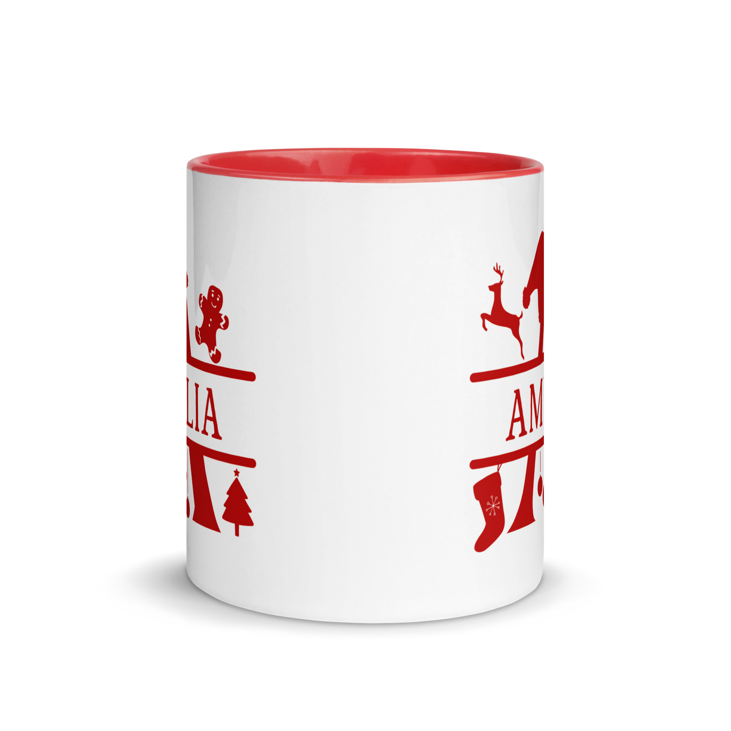 CUSTOM Name Initial Christmas Color Mug