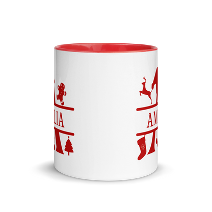 CUSTOM Name Initial Christmas Color Mug