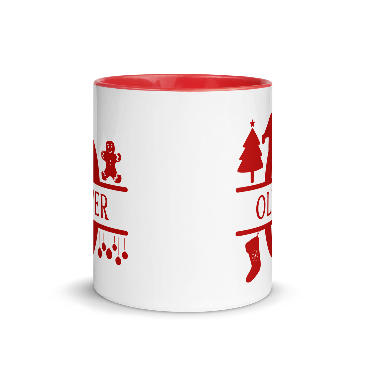 CUSTOM Name Initial Christmas Color Mug