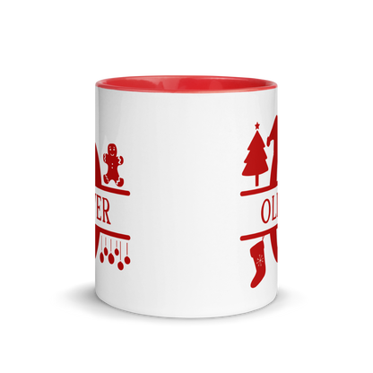 CUSTOM Name Initial Christmas Color Mug