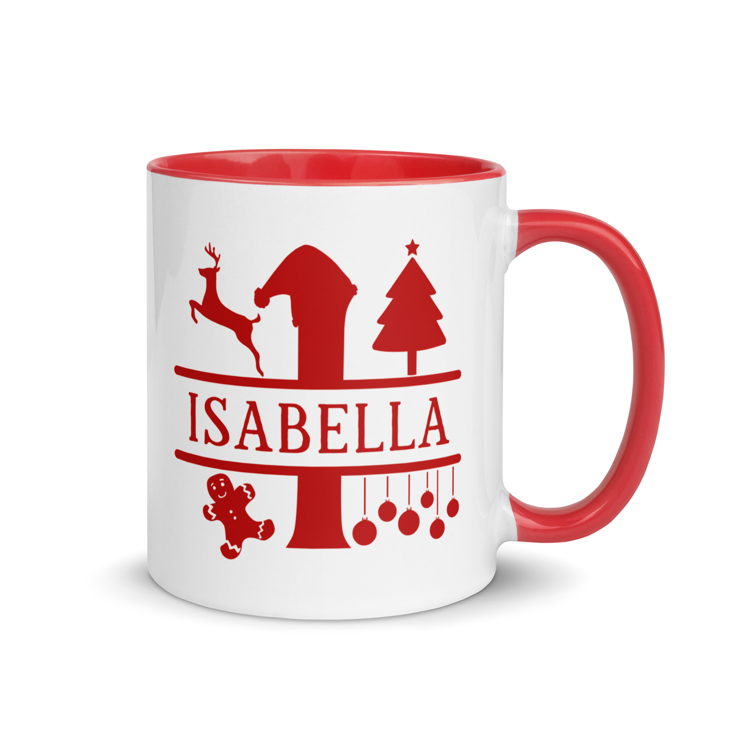 CUSTOM Name Initial Christmas Color Mug