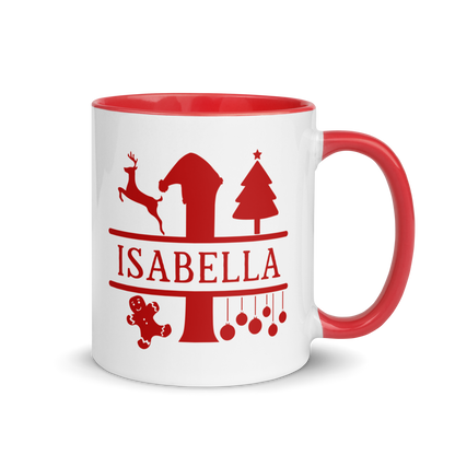 CUSTOM Name Initial Christmas Color Mug