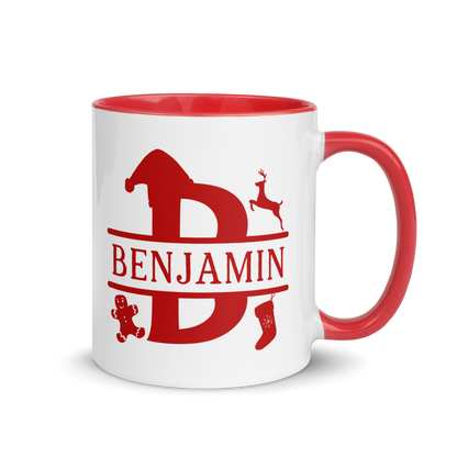 CUSTOM Name Initial Christmas Color Mug