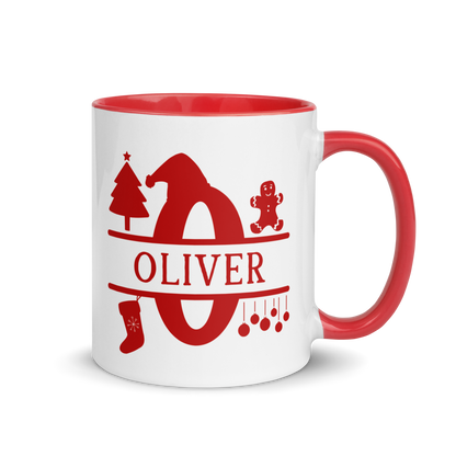 CUSTOM Name Initial Christmas Color Mug