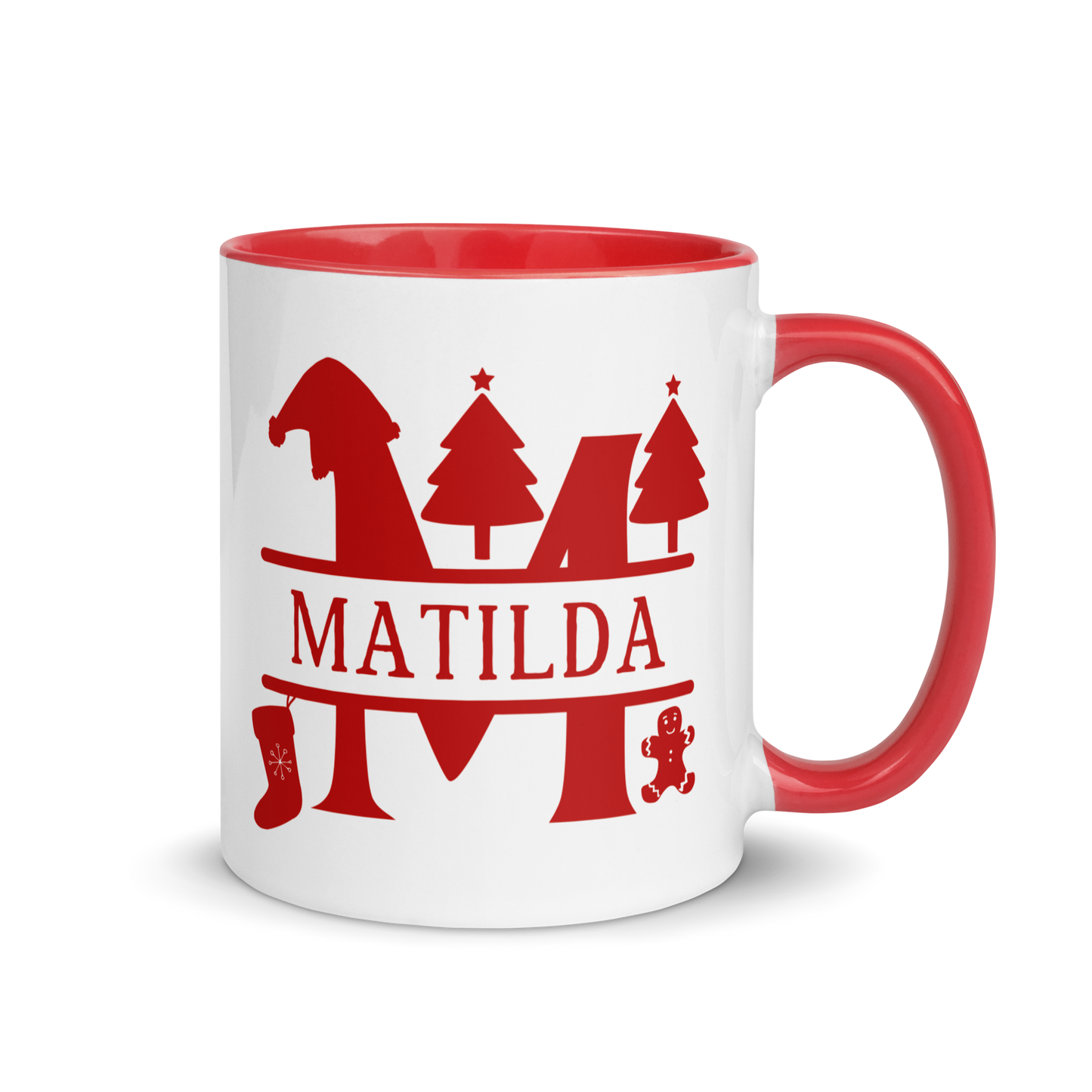 CUSTOM Name Initial Christmas Color Mug