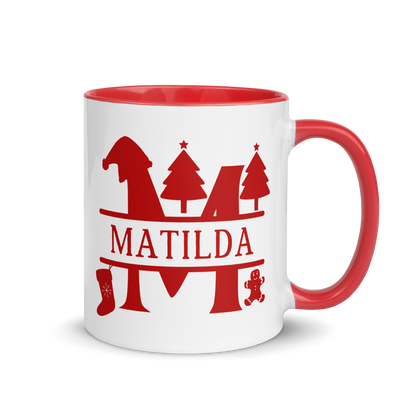 CUSTOM Name Initial Christmas Color Mug