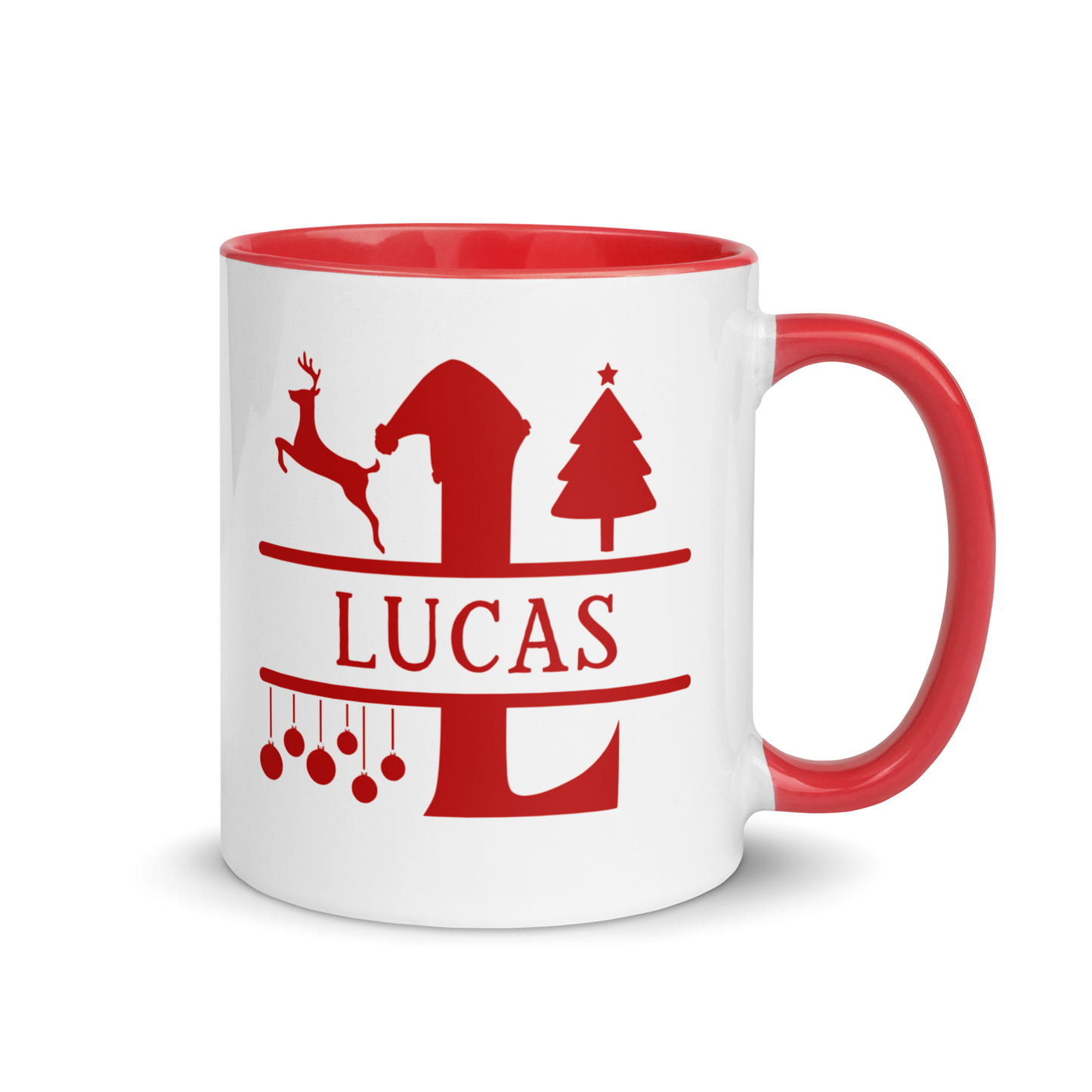 CUSTOM Name Initial Christmas Color Mug