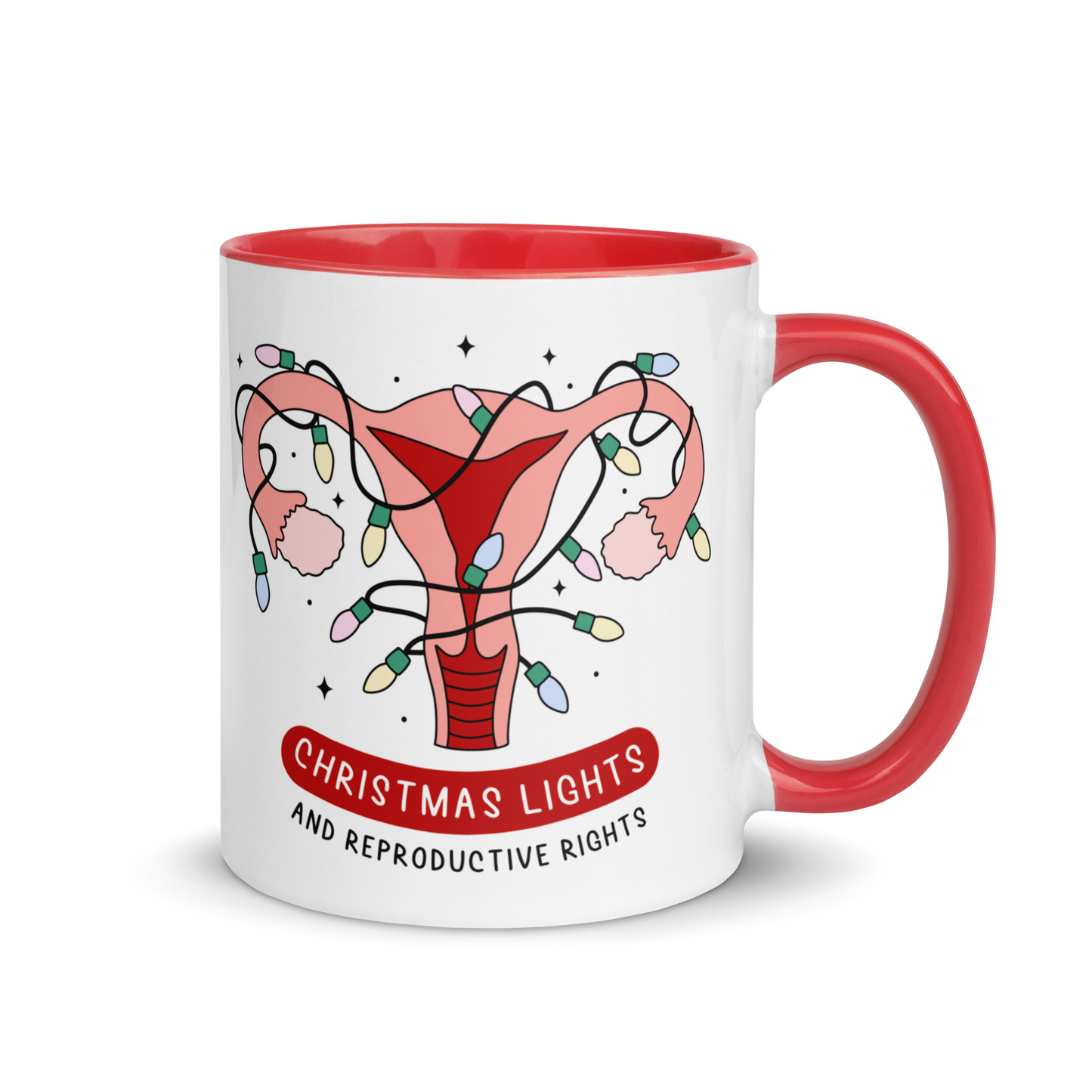 Christmas Lights & Reproductive Rights Feminist Color Mug