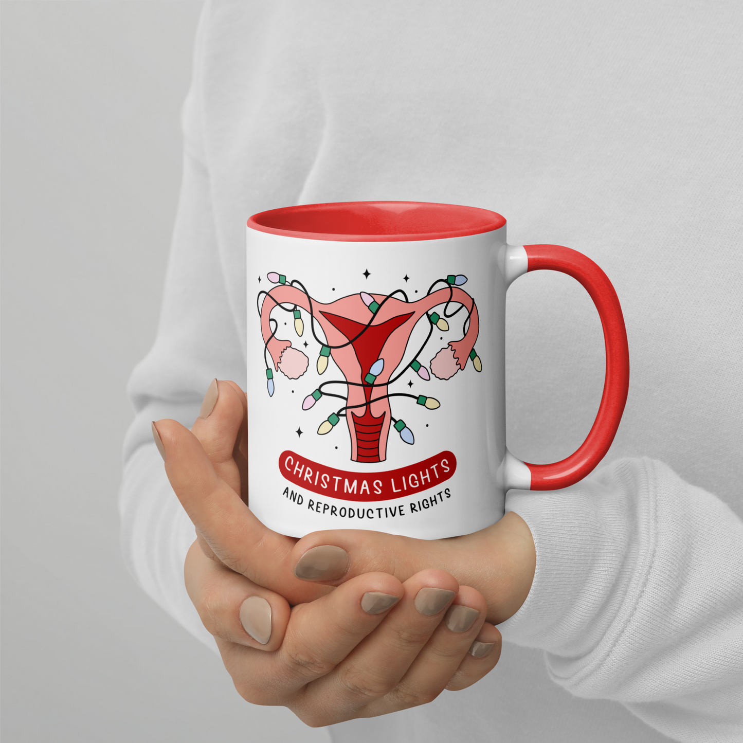 Christmas Lights & Reproductive Rights Feminist Color Mug