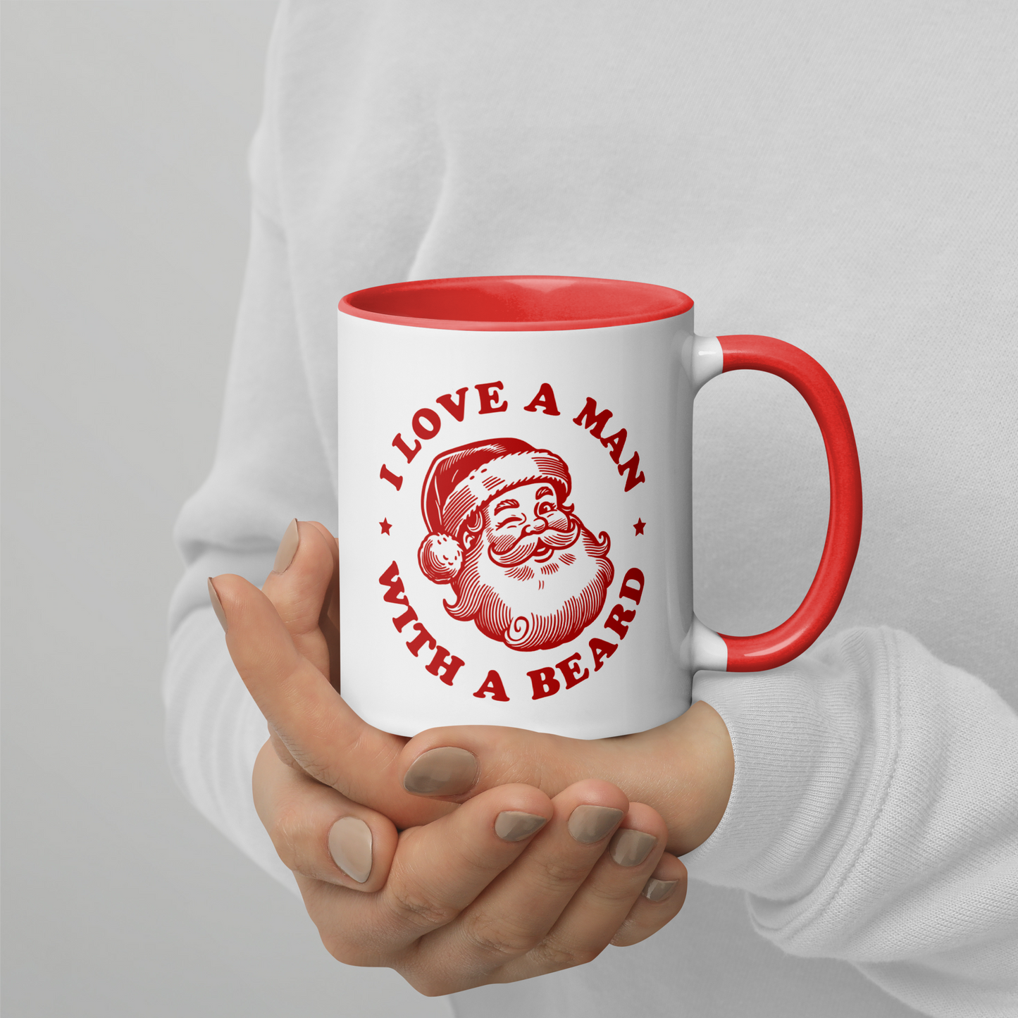 Man With a Beard Santa Christmas Color Mug
