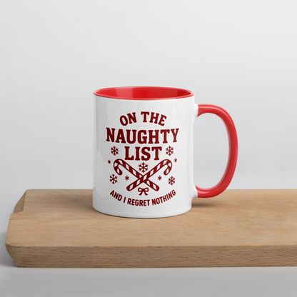 On The Naughty List Regret Nothing Christmas Color Mug