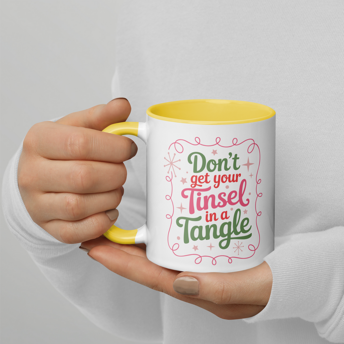 Don't Get Your Tinsel in a Tangle Funny Christmas Color Mug