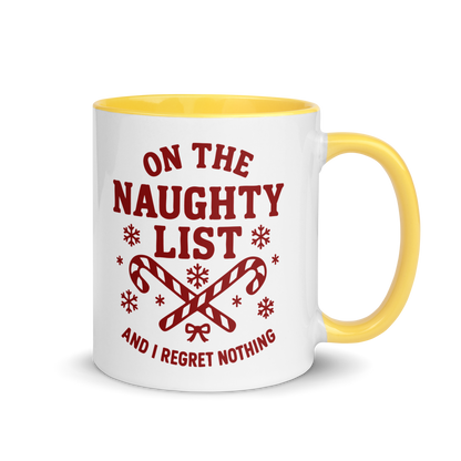 On The Naughty List Regret Nothing Christmas Color Mug