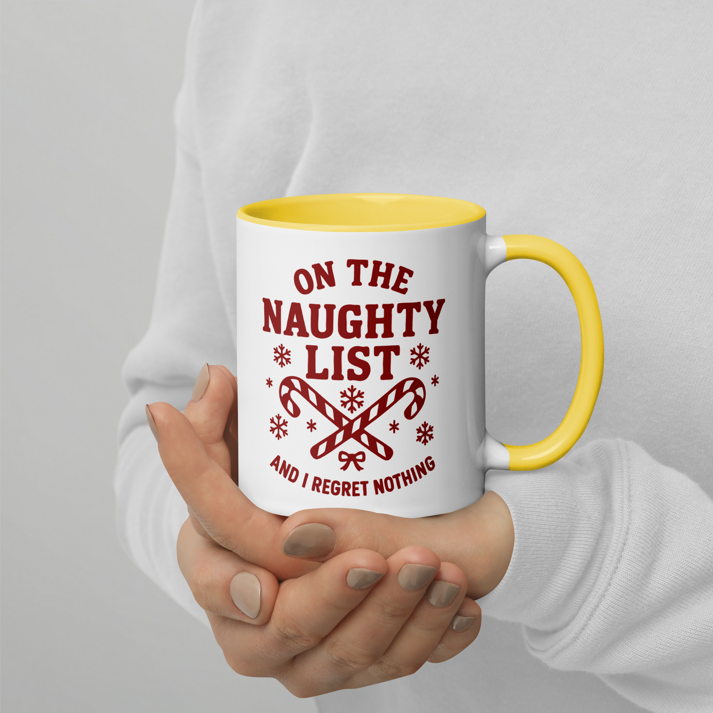On The Naughty List Regret Nothing Christmas Color Mug