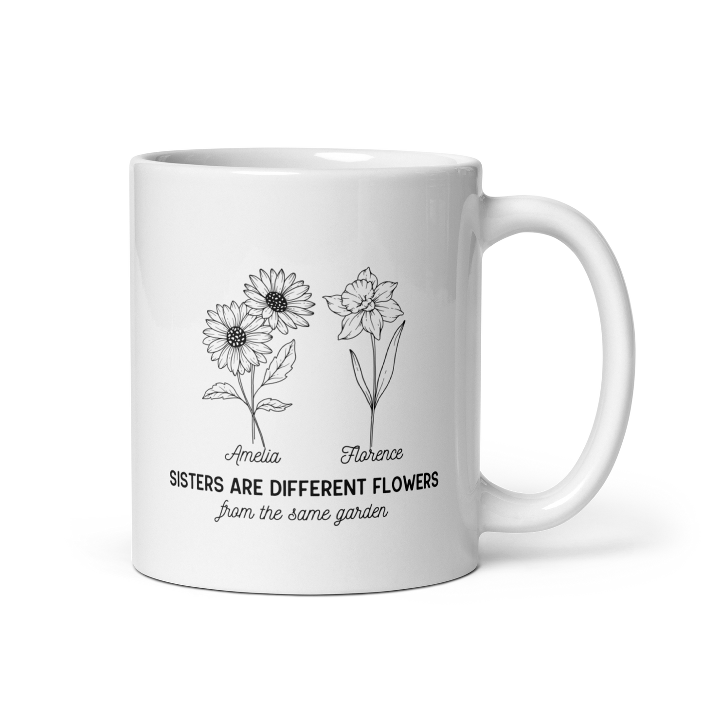 Custom Sister Birth Month Flower Mug