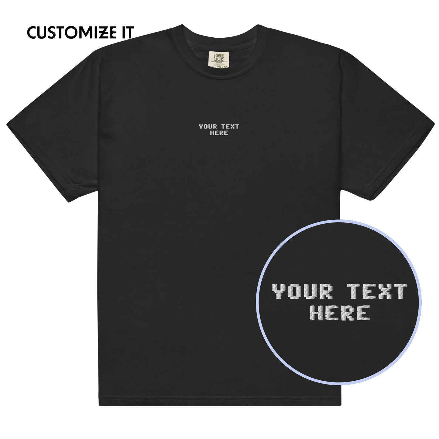 CUSTOM Your Text Pixel Embroidered Classic T-Shirt