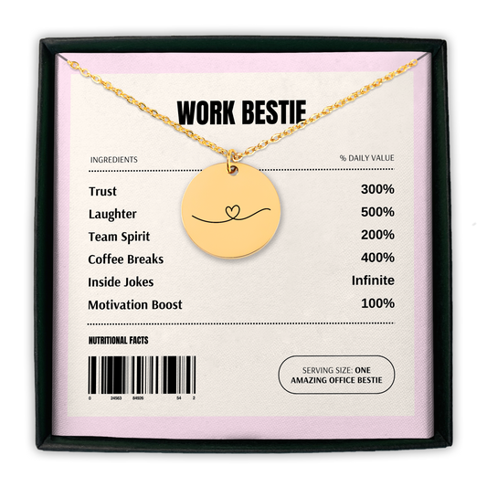 Work Bestie Love Heart Coin Necklace