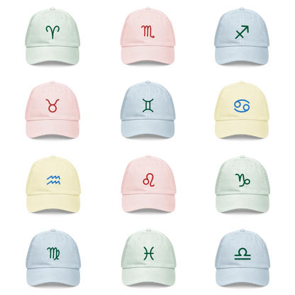 Embroidered Zodiac Symbol Pastel Baseball Cap