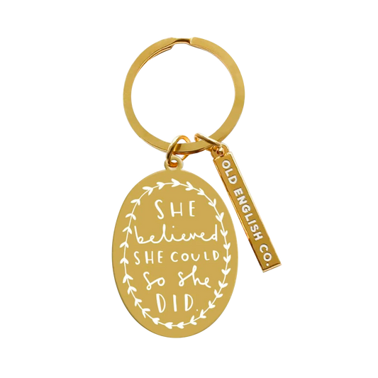 She Believed Gold Keychain