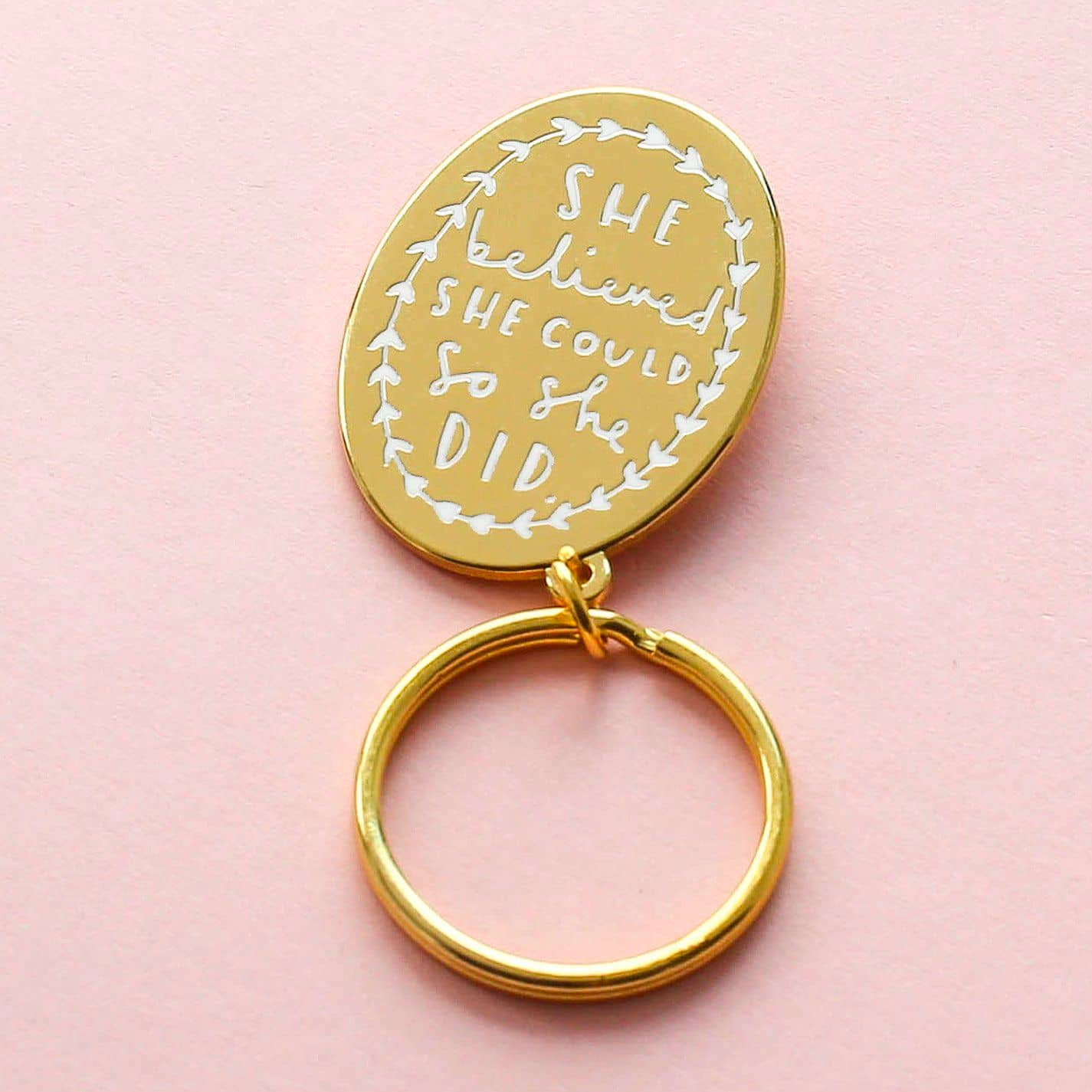 She Believed Gold Keychain